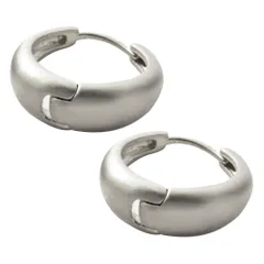 【B：マットシルバー×ピアス】[Cream dot. クリームドット公式] ピアス レディース フープ 金属アレルギー ニッケルフリー キャッチレス 小ぶり 中折れ バイカラー コンビカラー マット 艶消し 上品