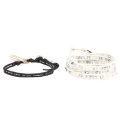 新品 CHAN LUU チャンルー ビーズブレスレット ラップブレスレット 2本セット ブラック ホワイト ブランド アクセサリーのサムネイル