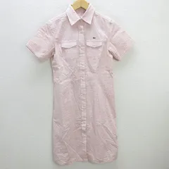 z■ラコステ/ LACOSTE 半袖シャツワンピース ギンガムチェック【40】赤/LADIES/96【中古】■