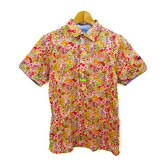 マスターバニーエディション ポロシャツ トップス 半袖 花柄 ゴルフウエア メンズ 4サイズ ピンク×オレンジ MASTER BUNNY EDITION 【中古】