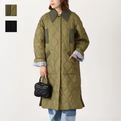 GANNI ガニー アウター ジャケット QUILT RAGLAN MIDI COAT F9206 F9624 レディース カーキ ブラック キルティング 襟 ボタン開閉のサムネイル