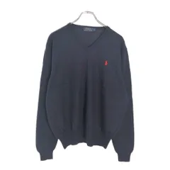 Polo by Ralph Lauren ポロ ラルフローレン Vネック ウールニット セーター ネイビー(メンズ XL)中古 古着 V6637