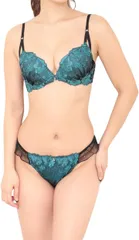 Laulea Akoakoa(ラウレアアコアコア) ブラジャー ＆ ショーツセット 下着(エメラルド,  B75)