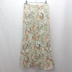 ◇ Θ natural couture ナチュラルクチュール 総柄 ロング Aライン スカート サイズF グリーン系 レディース E  【1503310005370】