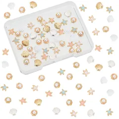 【新着商品】メタルネイルパーツ エナメル ネイルデコパーツ レジンパーツ 合金 ネイルパーツ ヒトデ メタルパーツ 貝殻 レジン封入 シェル 夏 45個9種類 ネックレス イヤリング OLYCRAFT アクセサリー