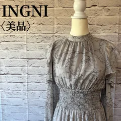 【INGNI】イング 肩開きフリル花柄シフォンワンピース サイズ M R-42