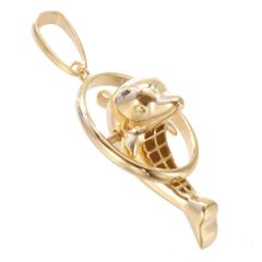 ペンダントトップ 18金 K18 18K イエローゴールド イルカ ペンダントヘッド ネックレスヘッド 地金 ジェンダーレス 刻印入り