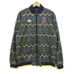 カッパ ブルゾン ジャケット ジップアップ 総柄 大きいサイズ アウター メンズ Oサイズ ネイビー系 Kappa 【中古】