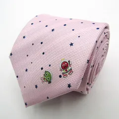 ブリックハウス ブランド ネクタイ ガチャピン ムック ドット 星柄 小紋柄 PO メンズ ピンク BRICK HOUSE 【中古】
