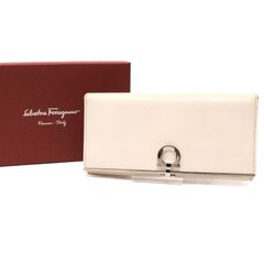 サルヴァトーレフェラガモ ガンチーニ GANCINI 長財布 ロングウォレット long wallet レザー 本革 白 ホワイト white Salvatore Ferragamo