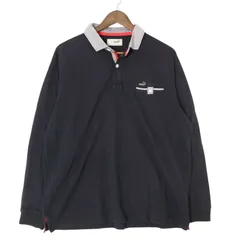 CROCODILE クロコダイル 通年 ワニ刺繍★長袖 ポロシャツ Sz.2L メンズ 紺