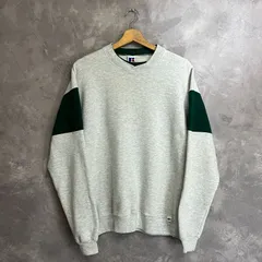 USA製 90s RUSSELL 無地スウェット 杢グレー系 袖グリーン系  サイズXL