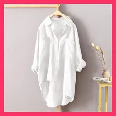 ★スタッフおすすめ★ シャツ レディース ブラウス トップス チュニック 7分袖 前開き UV対策 冷房対策 ポケット付き カジュアル 着痩せ 春秋 羽織り 体型カバー