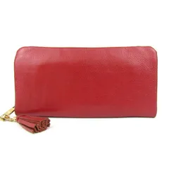 長財布 レザー 小銭入れあり ロングウォレット ブランド レディース レッド wallet 【中古】