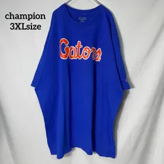 【チャンピオン】3XL カレッジ　フロリダ大学　Gators プリントロゴ　ワンポイント刺繍　オーバーサイズ　半袖Tシャツ　ブルー　オレンジ　US古着