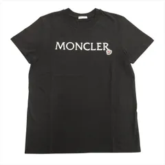 極美品 2024年製 モンクレール MONCLER ロゴ エンブロイダリー Tシャツ カットソー ワッペン 刺繍 L 黒 ブラック レディース メンズ