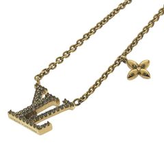 極美品 ルイヴィトン Louis Vuitton  メタル ラインストーン レディース ペンダント ネックレス  ゴールド  LVアイコニック M00596 6.43g アイコニック ♯0203010277
