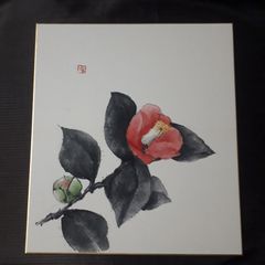 超美品！精密複製画 金箔 椿の花 アクリル画 絵画 - メルカリ
