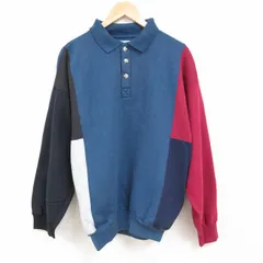 XL/古着 長袖 スウェット メンズ 00s 無地 マルチカラー 大きいサイズ 襟付き 紺 ネイビー 24aug27 中古 スエット トレーナー トップス
