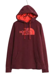 【お得なクーポン配布中!】 ノースフェイス プリント スウェット フード パーカー レディース L / 古着 プルオーバー トレーナー 裏起毛 アウトドア ツートン エンジ