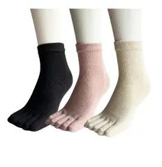 5本指ソックス レディース シルク混 冷え取り靴下 5本指 靴下 婦人 絹 3足セット（色はお任せ）A15 