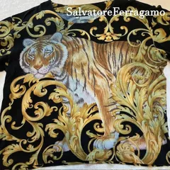 フェラガモ　SalvatoreFerragamo　タイガー総柄　トップス　虎　Tシャツ　サイズ：M