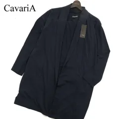 【新品 未使用】 CavariA キャバリア 通年 ショールカラー★ 羽織り ガウン ロング カーディガン Sz.44　メンズ ネイビーのサムネイル