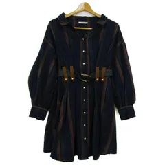 レディアゼル ワンピース 長袖 ブランド トップス レディース Sサイズ ネイビー×グリーン×オレンジ REDYAZEL 【中古】