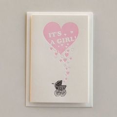 "IT'S A GIRL !" 女の子が産まれましたのグリーティングカード