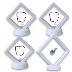 Neutral Zenith アクリルスタンド ディスプレイケース ピンバッジ ラバーストラップ キーホルダー 展示 フローティングフレーム ルースケース 透明フィルム (ホワイト, 14×14×2cm 4個) 