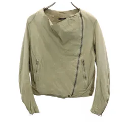 シシ 日本製 牛革 レザージャケット XS ベージュ Sisii レディース