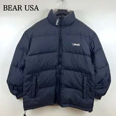 BEAR USA old reversible down jacket XL ベアー リバーシブル ダウンジャケット ネックロゴ ドローコード伸び ヴィンテージ 古着 オールド