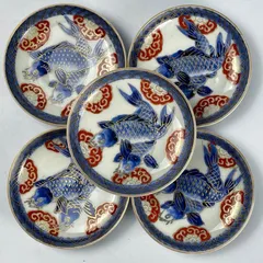 特価安い江戸時代後期　古伊万里　染付　鯉と水藻の図　31.8cm　大皿 染付
