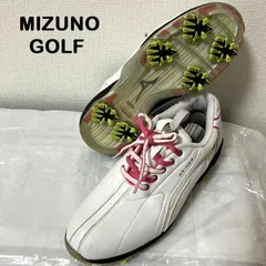【MIZUNO GOLF/ミズノゴルフ】ゴルフシューズ DS-023 幅広 3E EEEホワイト×ピンク 白 45KW-02301 ドライスタイルDRY STYLE LRインソール 23.5センチ (中古)のサムネイル
