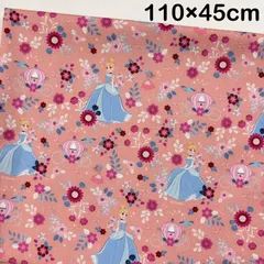 【輸入生地 】ディズニー プリンセス シンデレラ 舞踏会 ホワイト 綿100% 110×45cm