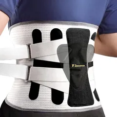 Senaway 腰サポーター ベルト コルセット腰楽強力固定サポート 背筋補正 メッシュ通気 蒸れない 男女兼用(クリーム/ブラック,  L)