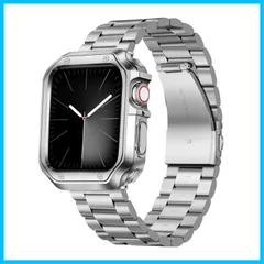 【特価商品】iWatch ポリッシュ仕上げTPUウォッチケースストラップ Series アップルウォッチバンド コンパチブル コンパチブル シルバーマットステンレス鋼時計ベルト 45mm 9/8/7/SE2/SE/6/5/4/3/2/1に対応 44mm 42m