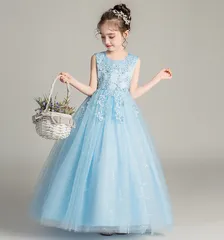 新作　キラキラ　ロング　キッズ　子供ドレス　発表会　お誕生日ドレス