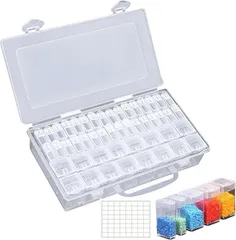 East Leaf パーツケース 小分けケース ビーズケース ボックス 小物 収納 ネジ ピアス ジュエリー アクセサリー オーガナイザー 着脱式 仕切り 付 48分割 クリア 27x17x4cm(クリア)
