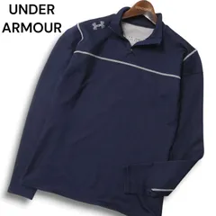UNDER ARMOUR アンダーアーマー 秋冬 coldgear★ストレッチ 裏起毛 ハーフジップ 長袖 ポロシャツ Sz.M メンズ 紺 ゴルフ