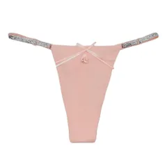 Tバック レディース 綿 リブあみ キラキラ ラメゴム サイドストリング 紐パン 調整 腰ゴム リボン セクシー かわいい アジャスター 黒 紫 rt-027