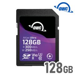 プロ仕様の超高速転送SDカード【128GB】OWC Atlas Ultra SD｜SDXC UHS-II V90｜最大速度 書き込み：250MB/S・読み出し：300MB/S｜防水・防塵・耐衝撃｜国内正規品・3年保証｜OWCSDV90U0128