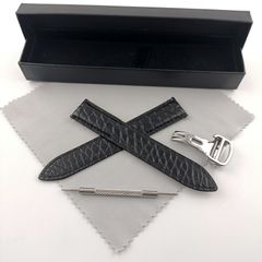 19mm 腕時計 アリゲーター レザー ベルト ブラック 黒 防水仕様　バックル付 【対応】 カルティエ タンク等 Cartier