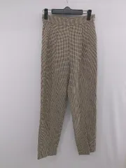 ◇ ViS カジュアル バックゴム チェック タック テーパード パンツ サイズS ホワイト ベージュ系 ブラック レディース P  【1307040023938】