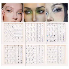 【在庫処分】ラインストーン ラインストーンステッカー ラインストーン 6枚セット 3D 光る キラキラ キラキラ シール 自己粘着性 顔面デコ フェイスシール デコパーツ 貼り付け可能 ネイルアートパーツ メイク フェイスステッカー DIY用品 (B)