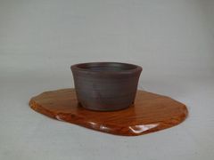 【盆栽鉢】炭化焼締丸鉢