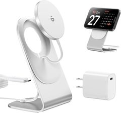 ワイヤレス充電器 マグネット式 Mag-Safe充電器 iPhone15/14 /13/12シリーズ対応 【ワイヤレス充電スタンド+ 20W USB-Cアダプター付属】 USB-Cケーブル付き