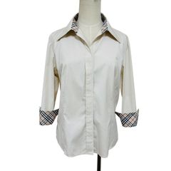 中古 バーバリーロンドン BURBERRY LONDON 七分袖 シャツブラウス クリーニング済み ベージュ ノバチェック柄 レディース サイズ38