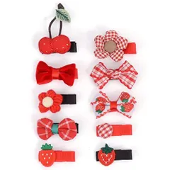 レッド BIANHUAN 赤ちゃん ベビー ヘアクリップ ヘアピン 子供 こども 10点セット 髪留め 子供 へアクセサリー ヘア飾り かわいい リボン 花 七五三 孫 クリスマス プレゼント レッド