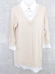 ◇ qualite カリテ レイヤード風 ニット 長袖 膝丈 ワンピース ベージュ レディース  【1002800901203】のサムネイル